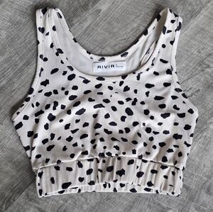 Black and White Spotted Women's Crop Top